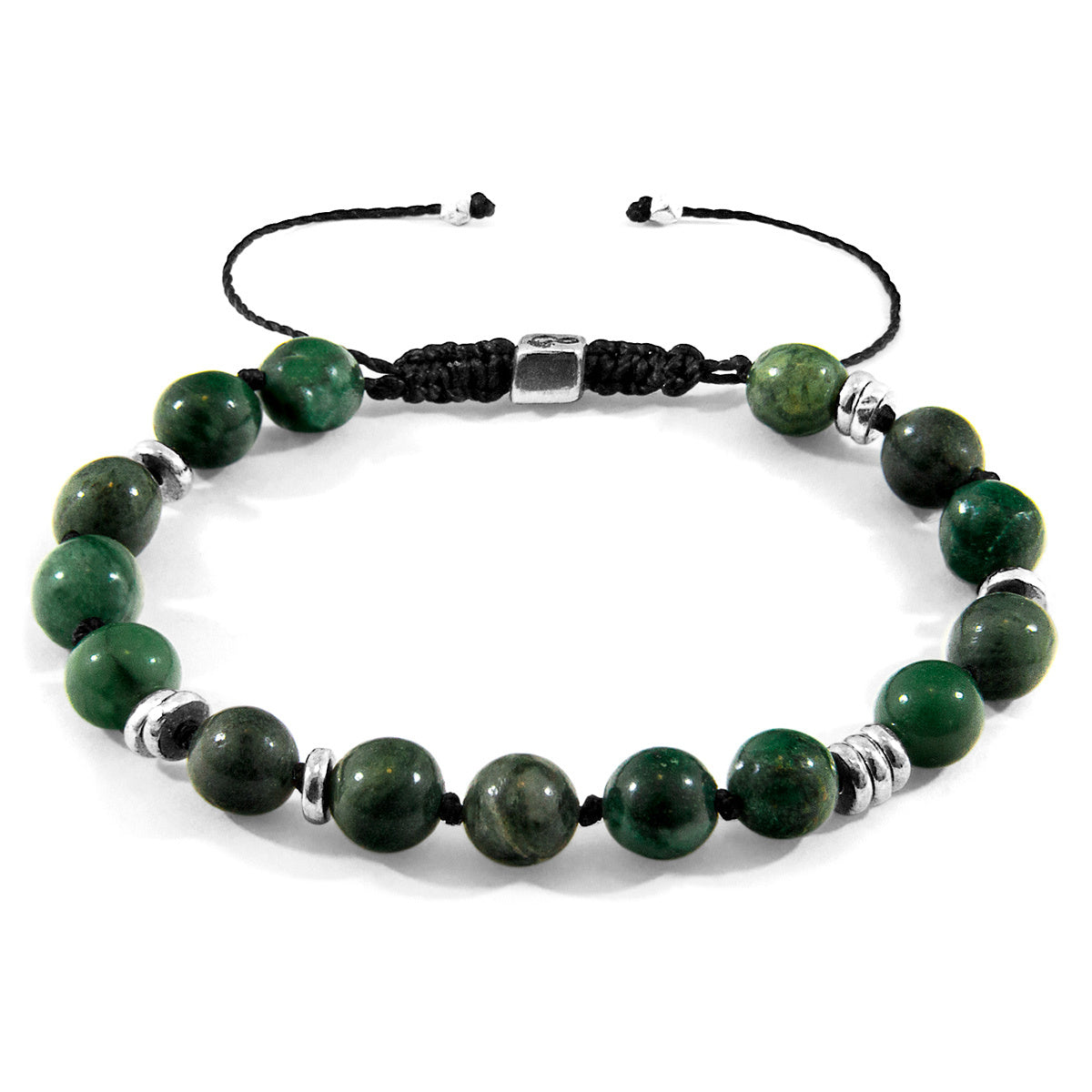 [英國手製] Green Jade Agaya Silver & Stone 串珠手鏈