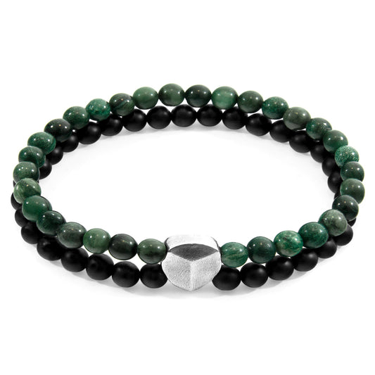 [英國手製] Green Jade Iguazu Silver and Stone 手鏈